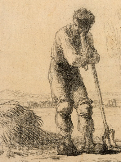 Jean François Millet, _Peasant leaning on a pichfork_, 1848